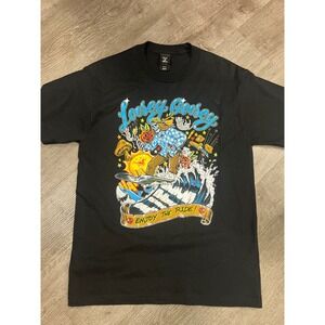 Hanes Beefy-T Loosey Goosey Enjoy The Ride Skeleton Surfer Graphic Tee Black M